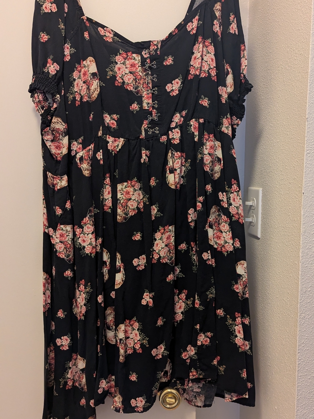 Torrid Black skull rose skater dress